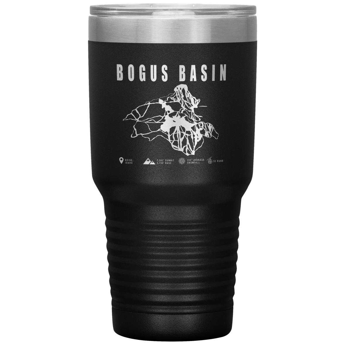 Bogus Basin Idaho Ski Trail Map 30oz Tumbler - Powderaddicts