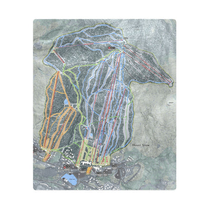 Mount Snow, Vermont Ski Resort Map Printed Beach Towel - Powderaddicts