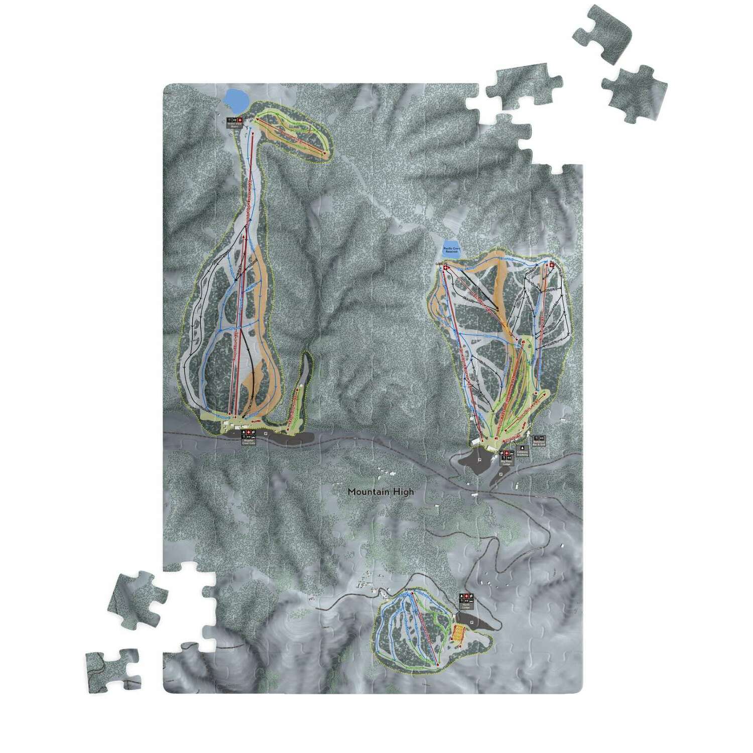 Mountain High, California Ski Trail Map Puzzle - Powderaddicts