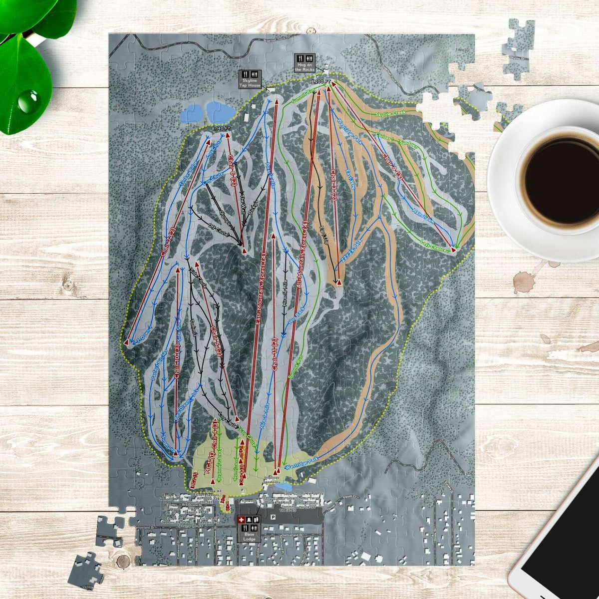 Snow Summit, California Ski Trail Map Puzzle - Powderaddicts