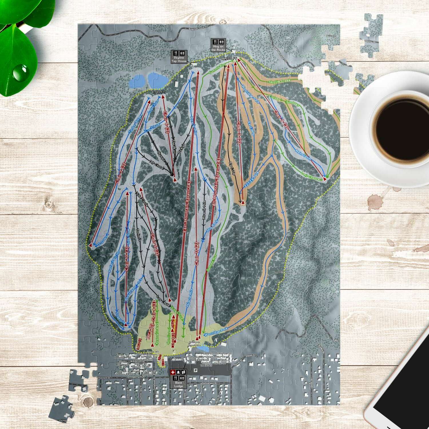 Snow Summit, California Ski Trail Map Puzzle - Powderaddicts
