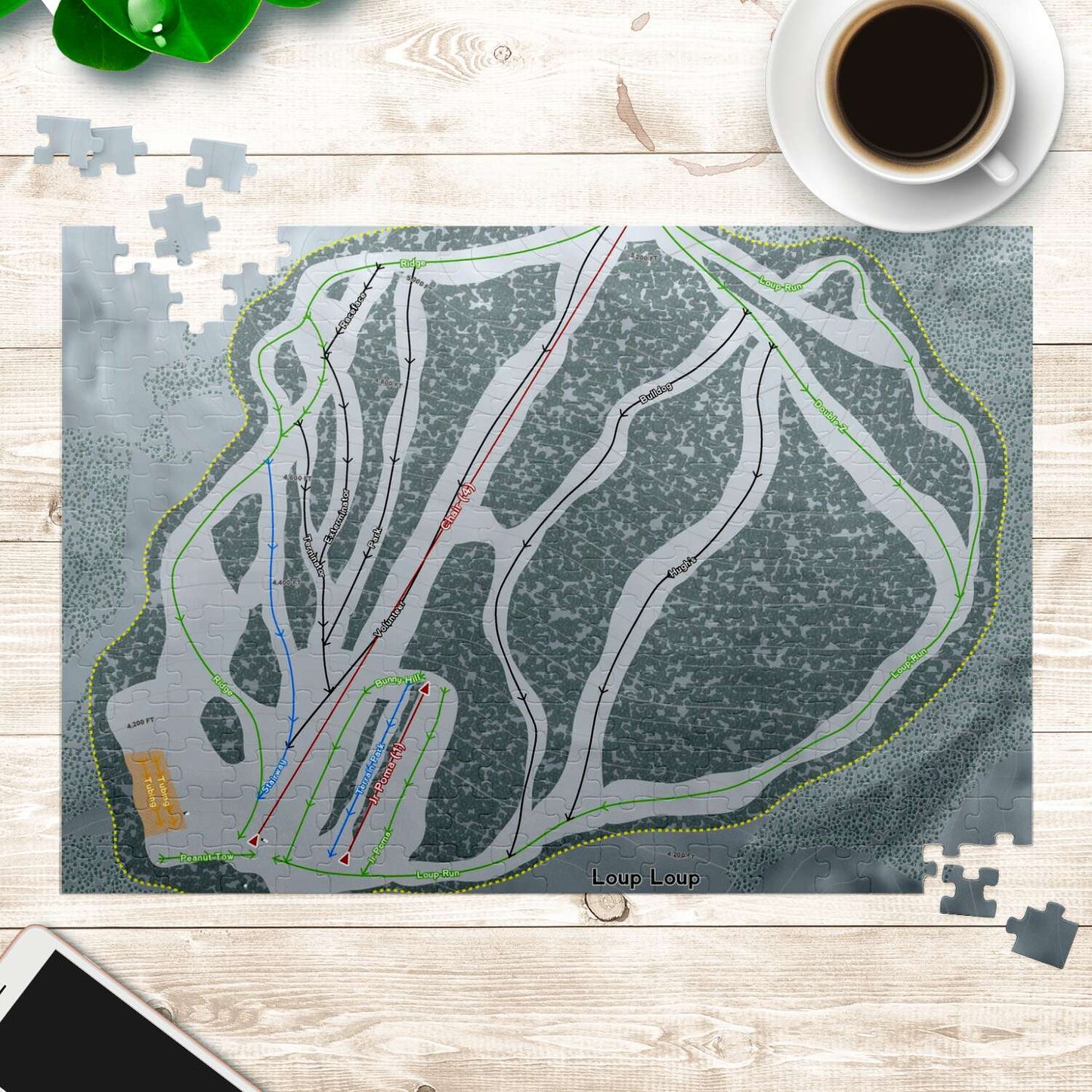 Loup Loup Washington Ski Map Resort Puzzle - Powderaddicts