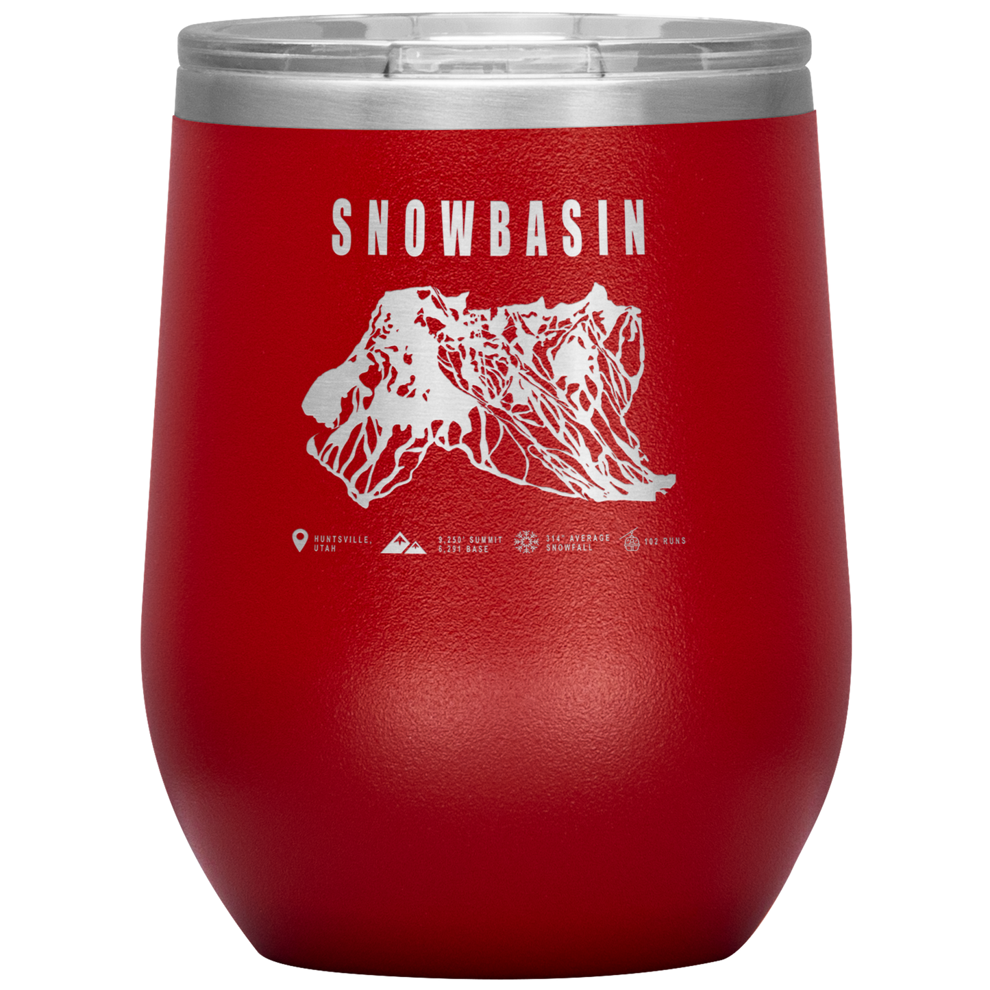Snowbasin, Utah Ski Resort Wine 12oz Tumbler - Powderaddicts