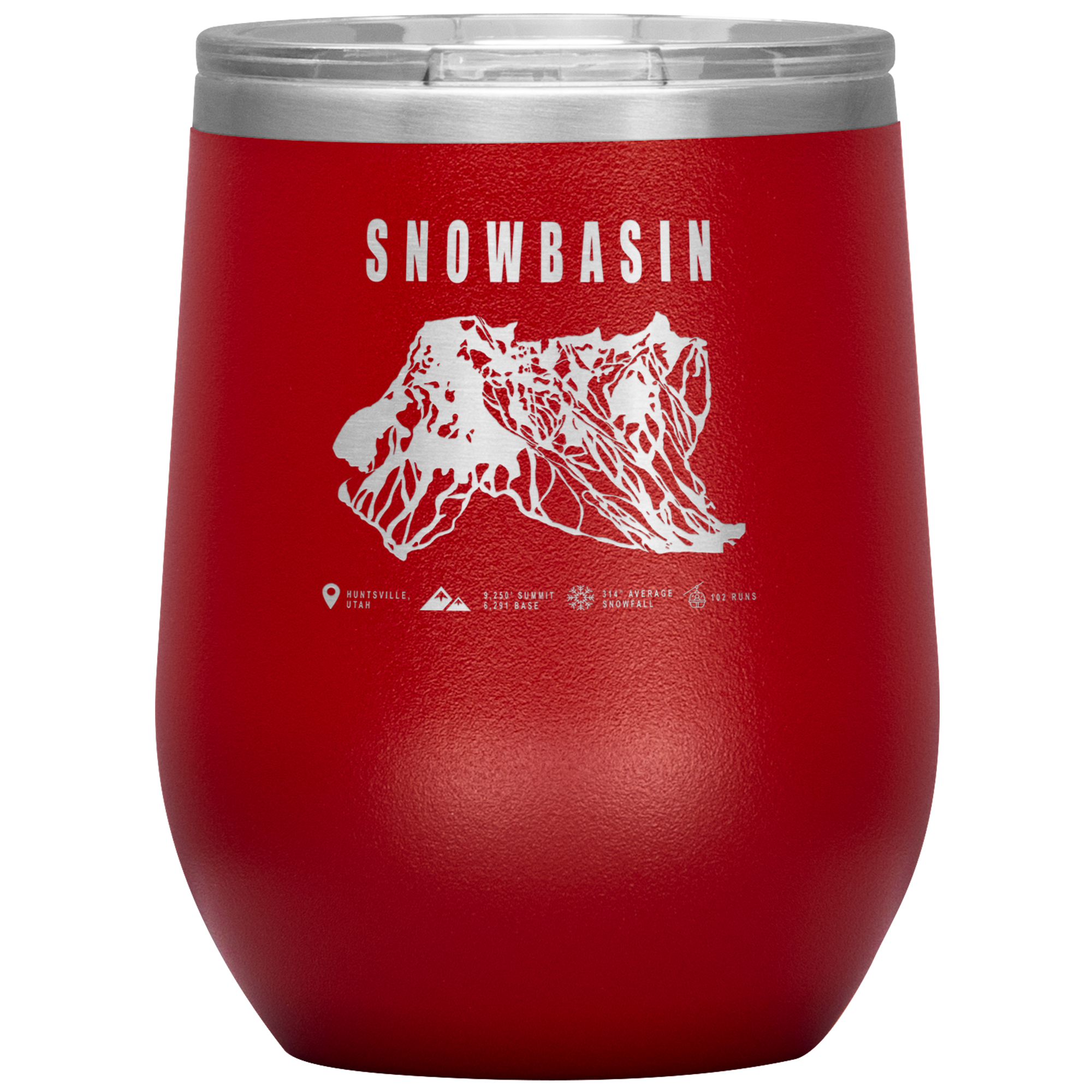 Snowbasin, Utah Ski Resort Wine 12oz Tumbler - Powderaddicts