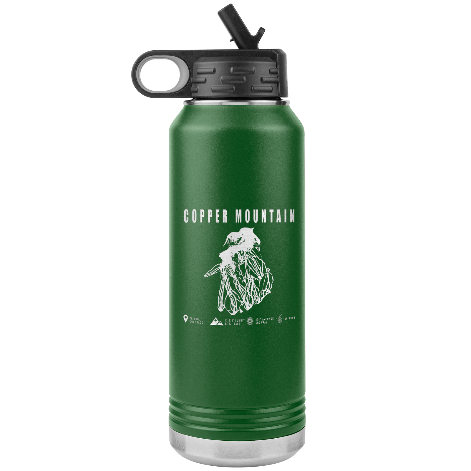 Copper Mountain Colorado Ski Trail Map 32oz Water Bottle Tumbler - Powderaddicts
