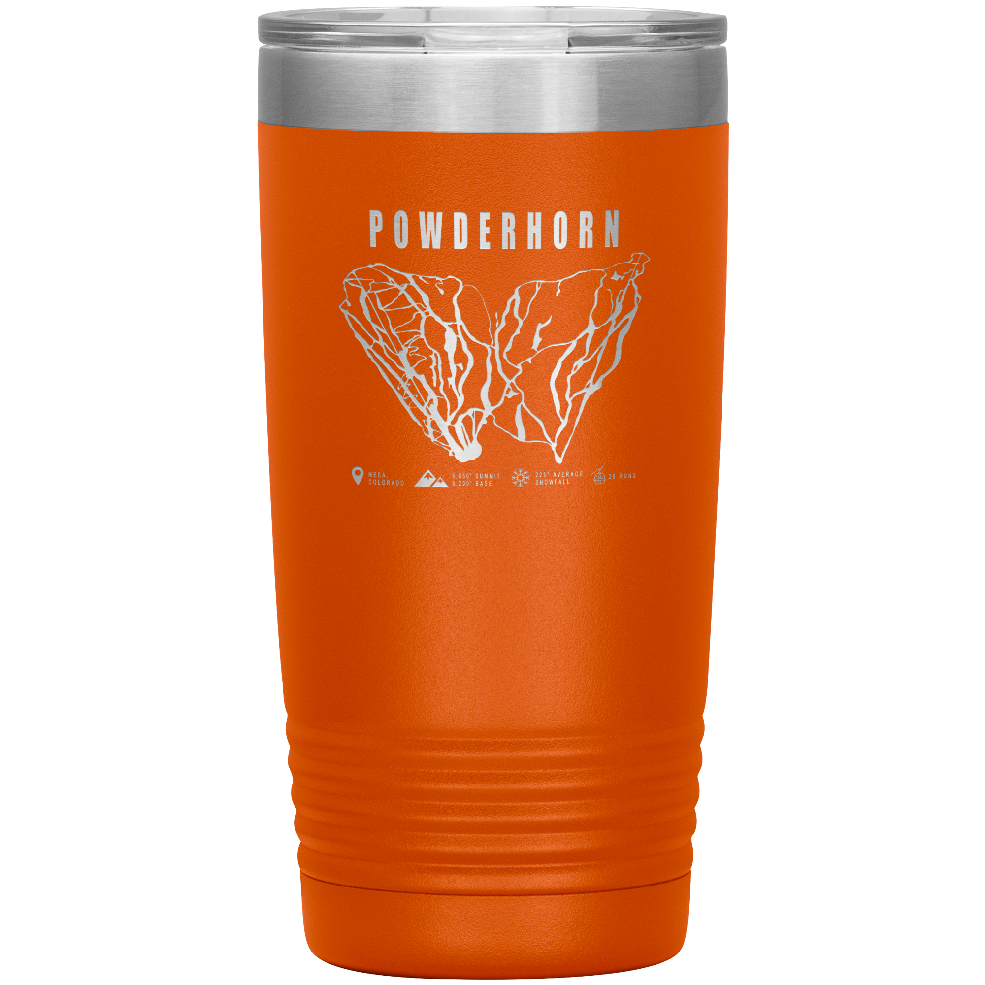 Powderhorn Colorado Ski Trail Map 20oz Tumbler - Powderaddicts