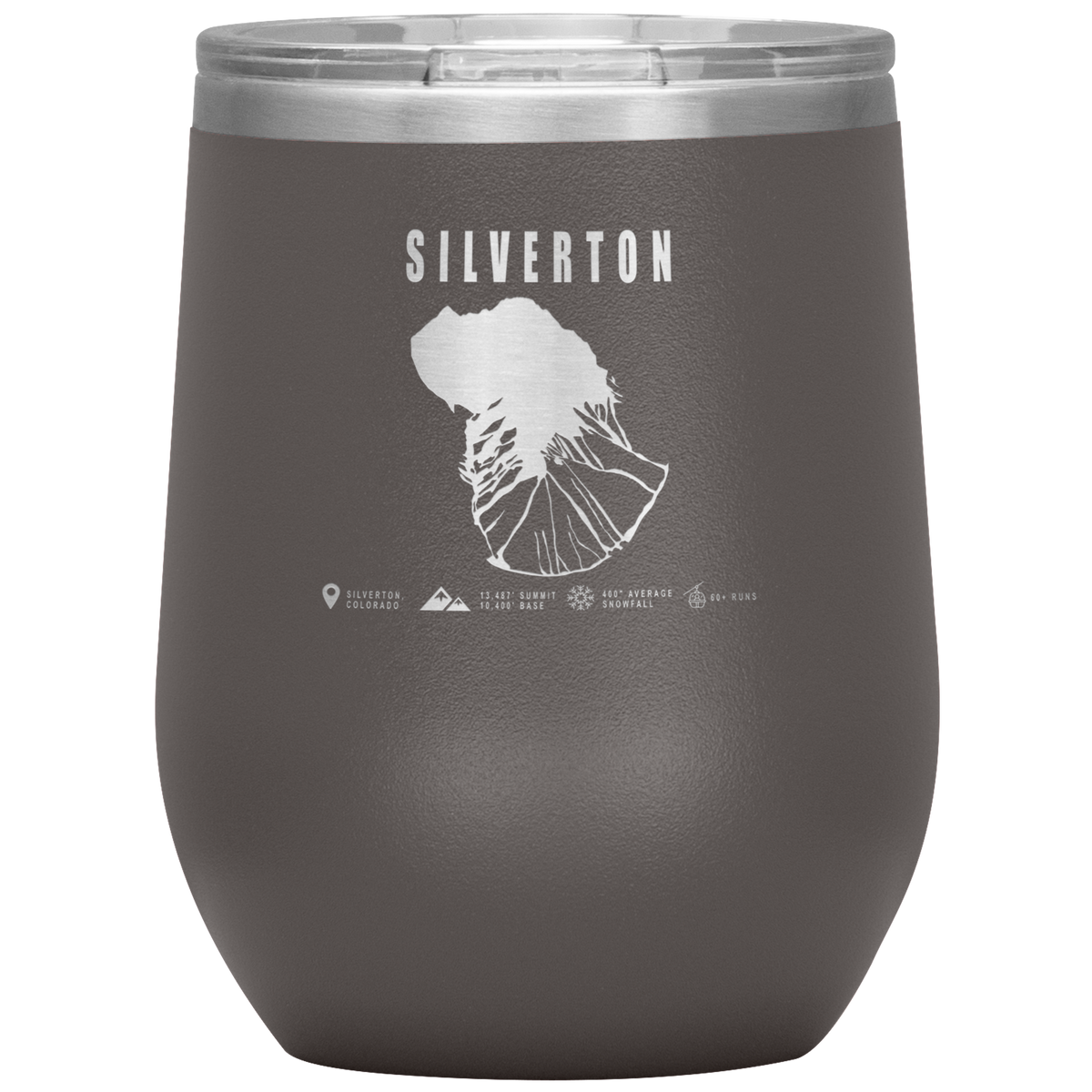 Silverton Colorado Ski Trail Map Wine 12oz Tumbler - Powderaddicts