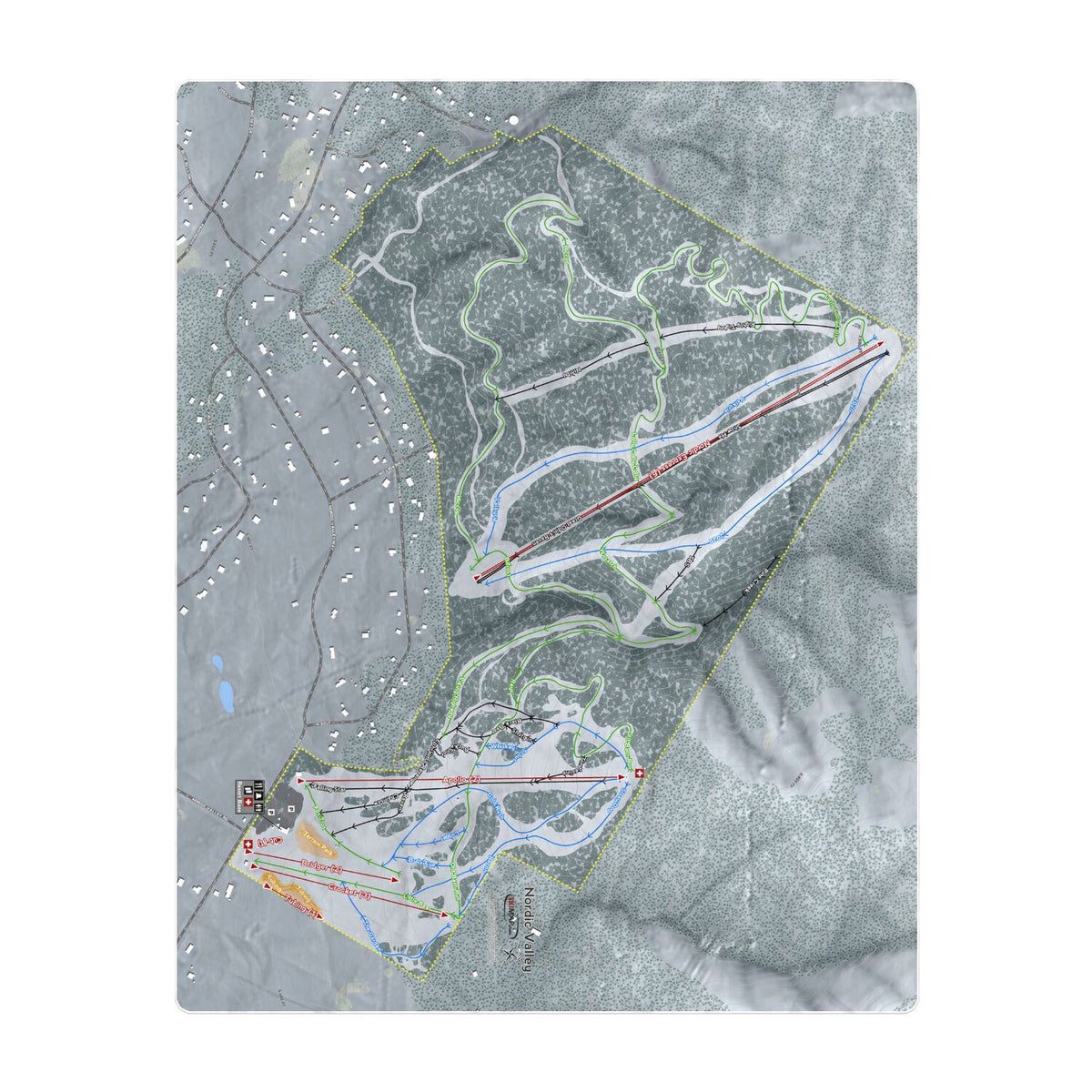 Nordic Valley, Utah Ski Resort Map Printed Beach Towel - Powderaddicts