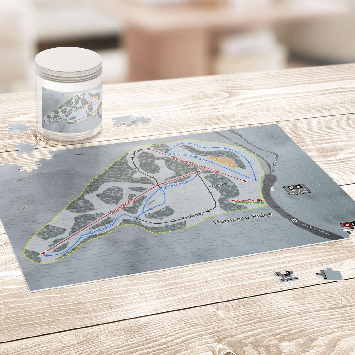 Hurricane Ridge Washington Ski Map Resort Puzzle - Powderaddicts