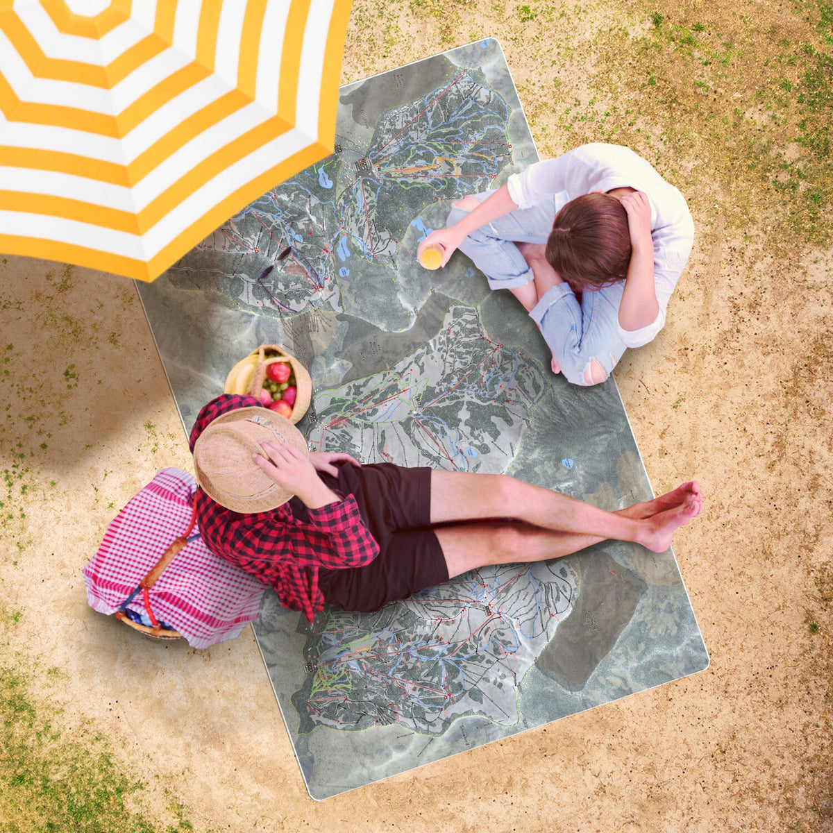 The Cottonwoods, Utah Ski Resort Map Printed Beach Towel - Powderaddicts