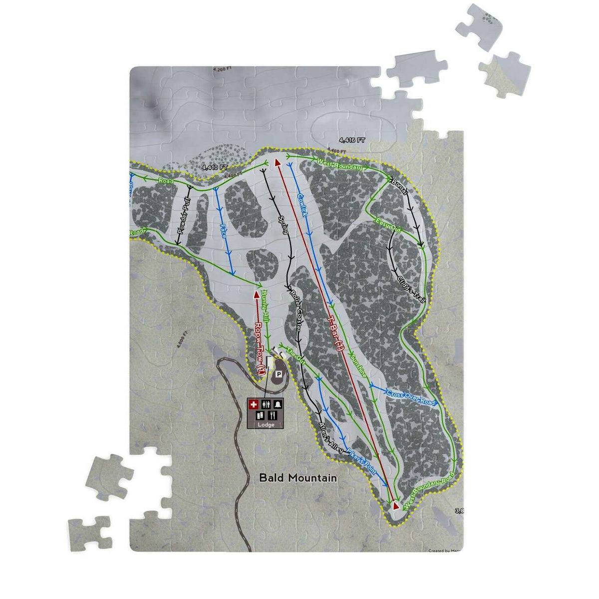 Bald Mountain, Idaho Ski Trail Map Puzzle - Powderaddicts