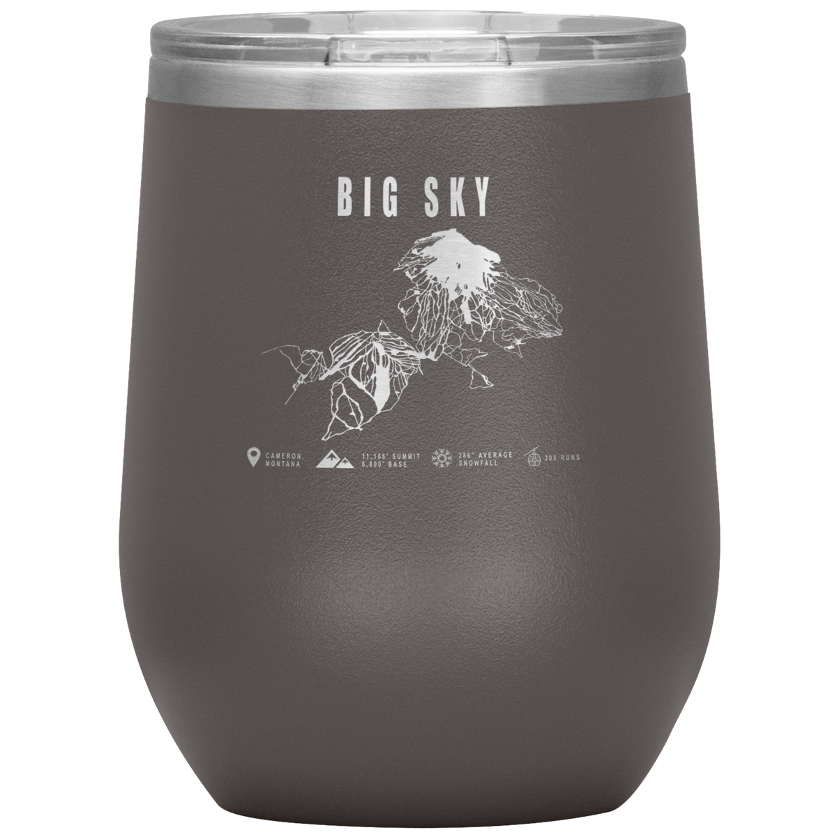 Big Sky Montana Ski Trail Map Wine 12oz Tumbler - Powderaddicts