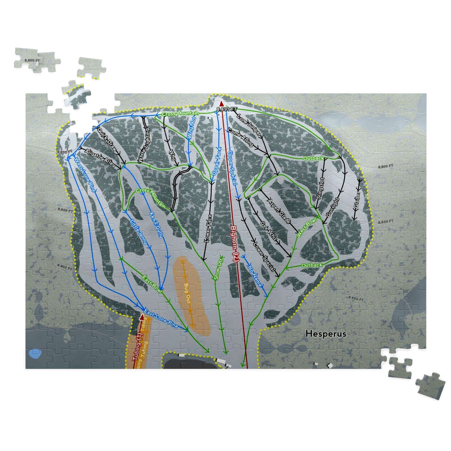 Hesperus, Colorado Ski Trail Map Puzzles - Powderaddicts