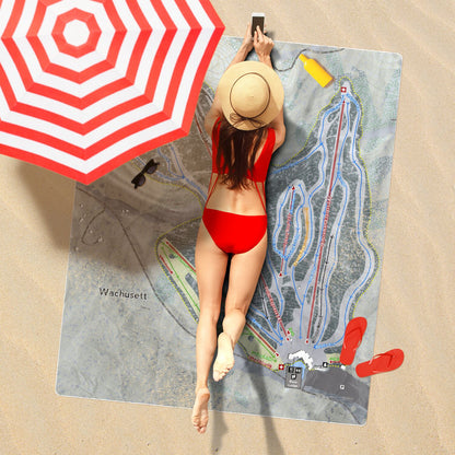 Wachusett, Massachusetts Ski Resort Map Printed Beach Towel - Powderaddicts