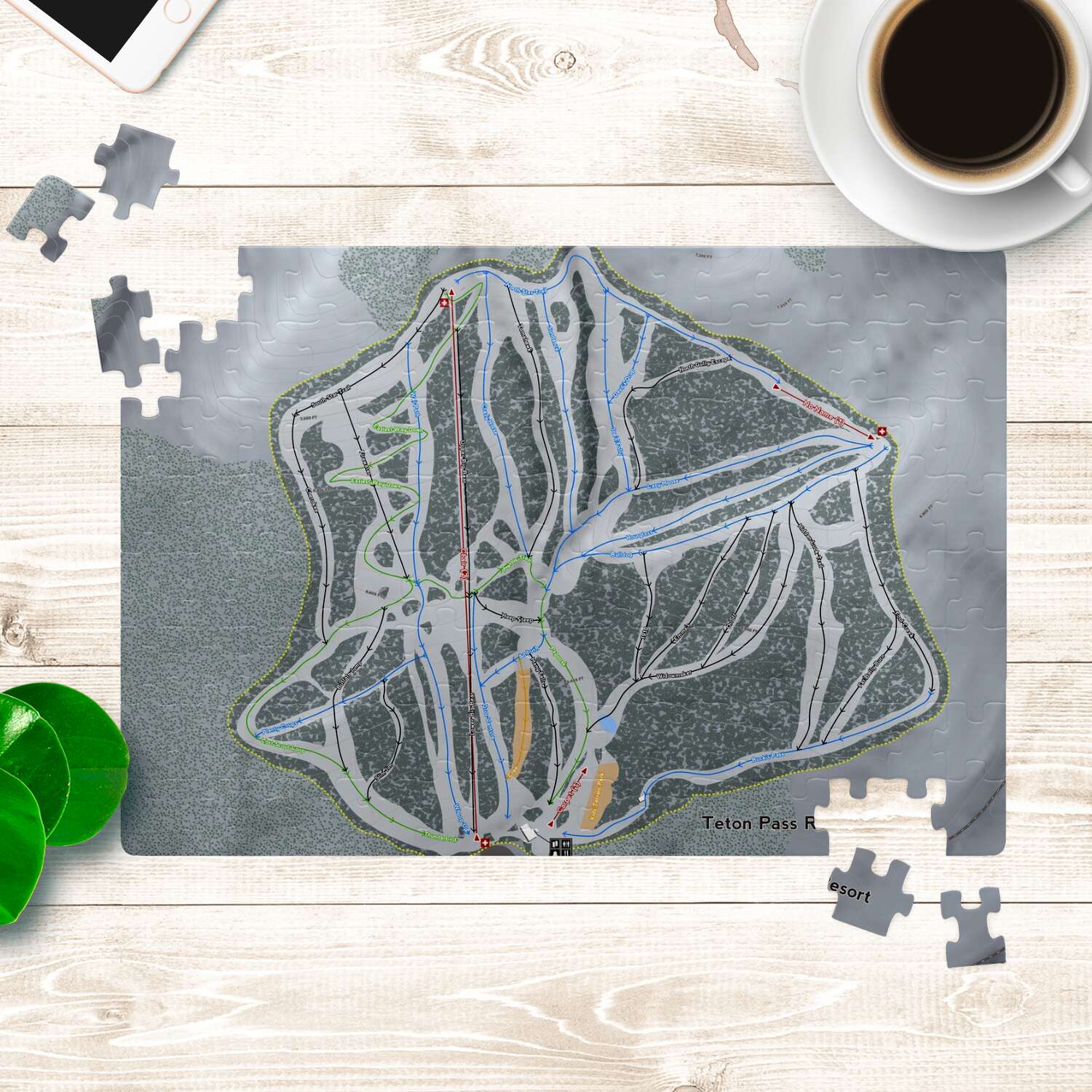 Teton Pass Montana Ski Trail Map Puzzle - Powderaddicts