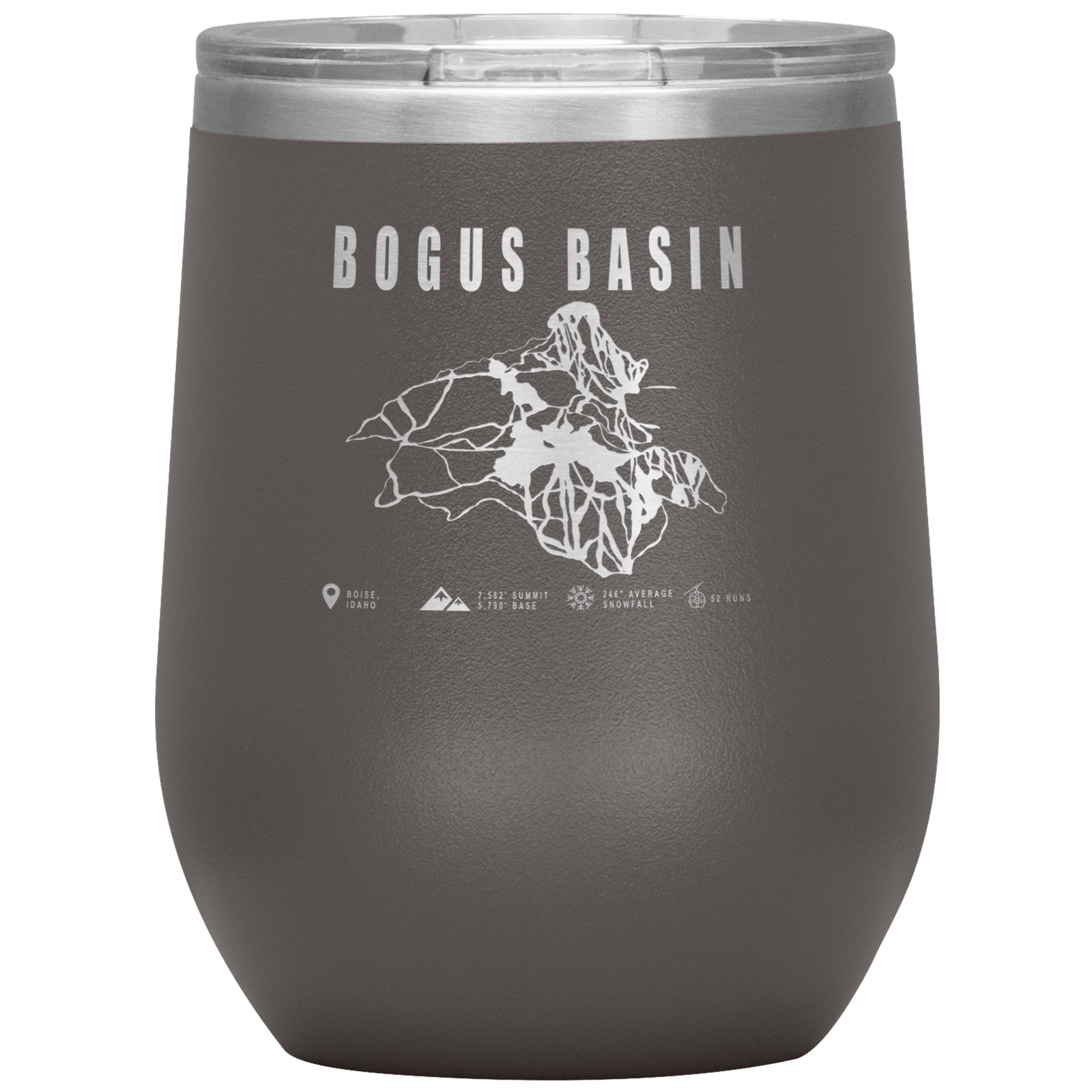 Bogus Basin Idaho Ski Trail Map Wine 12oz Tumbler - Powderaddicts