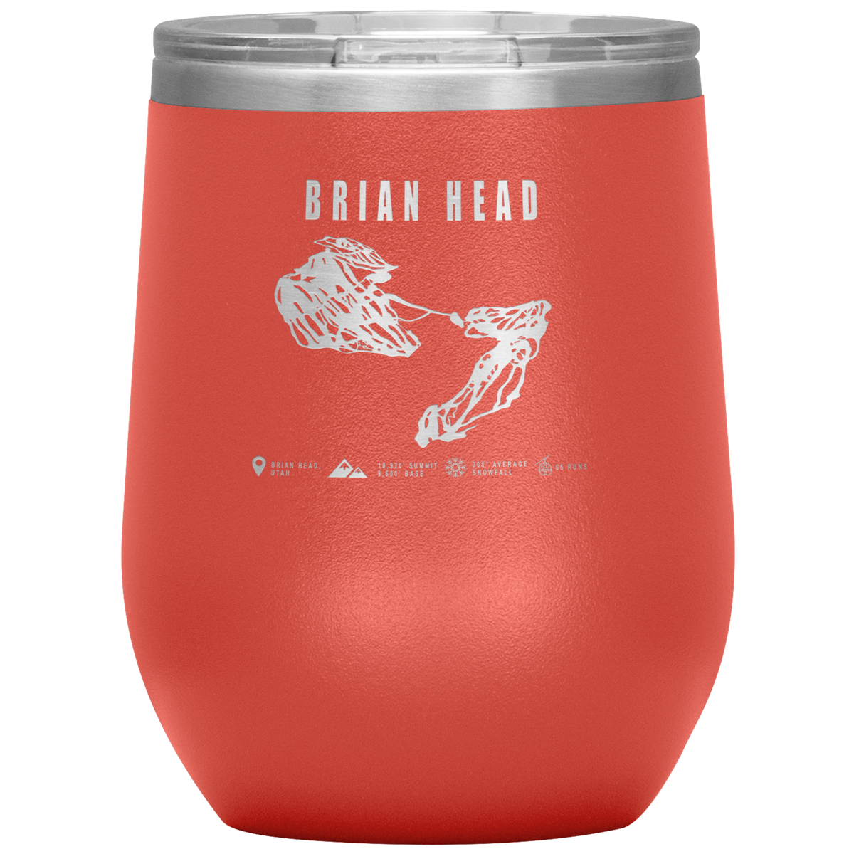 Brian Head,Utah Ski Trail Map Wine 12oz Tumbler - Powderaddicts