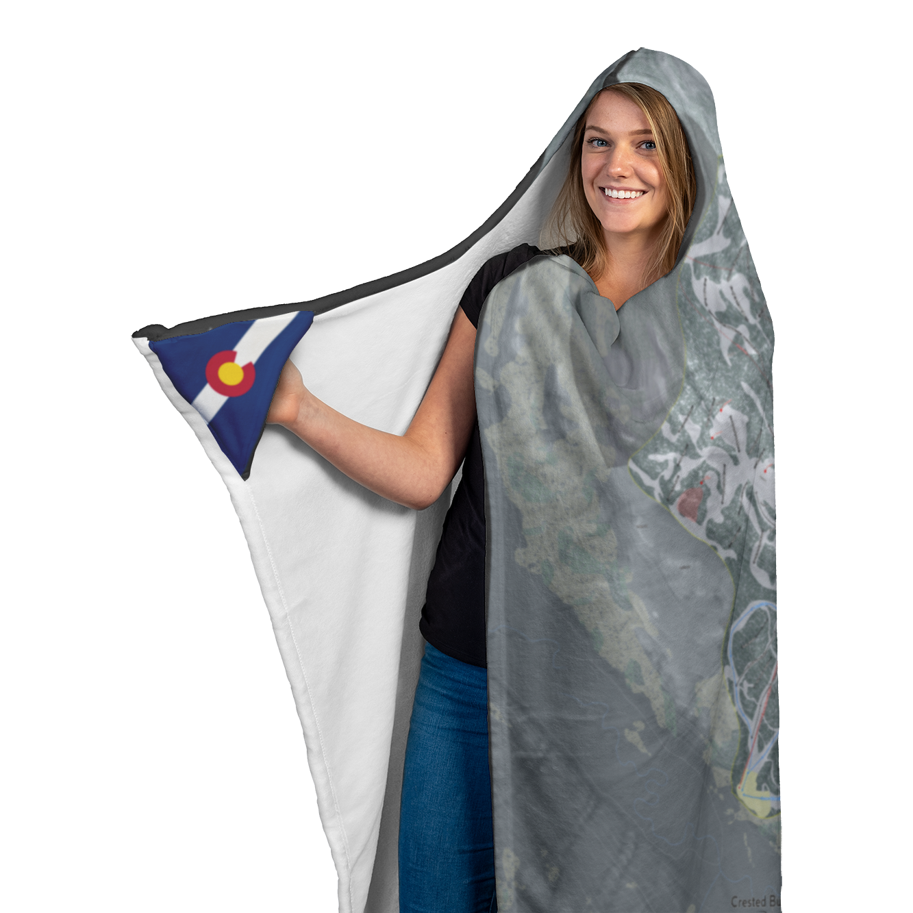 Crested Butte, Colorado Ski Trail Map - Hooded Blanket - Powderaddicts