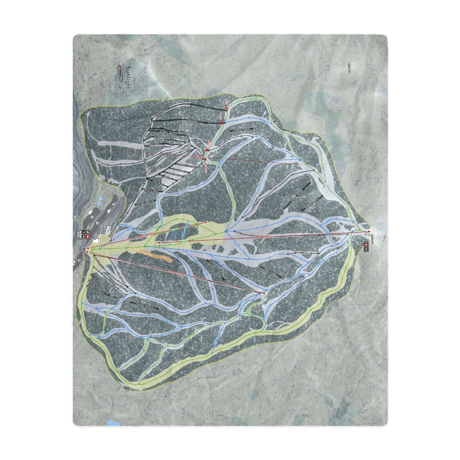 Sunlight, Colorado Ski Resort Map Printed Beach Towel - Powderaddicts