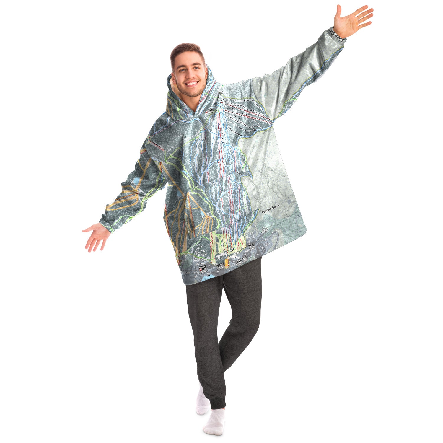 Mount Snow, Vermont Ski Trail Map - Snug Hoodie - Powderaddicts