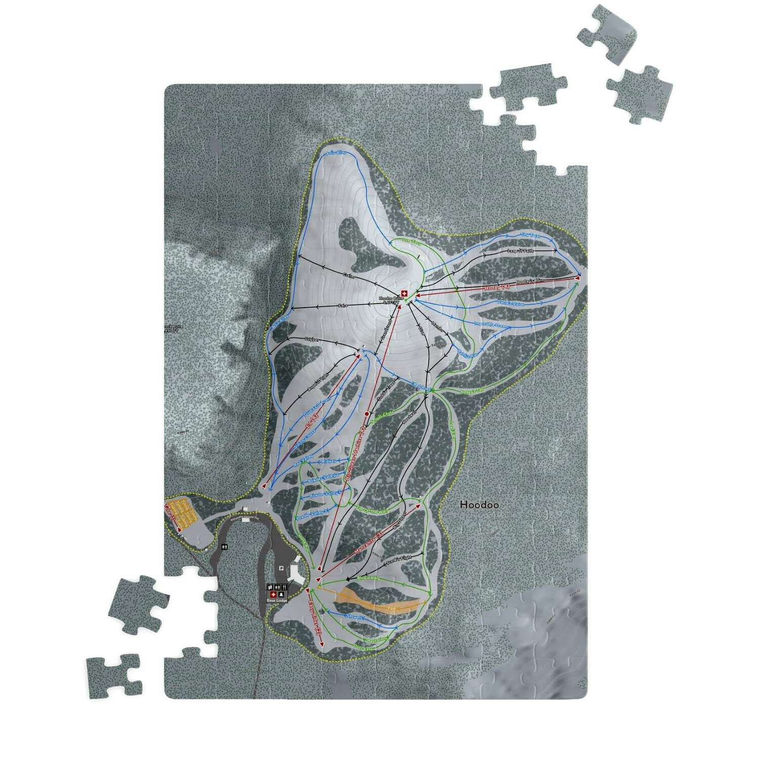 Hoodoo, Oregon Ski Trail Map Puzzle - Powderaddicts