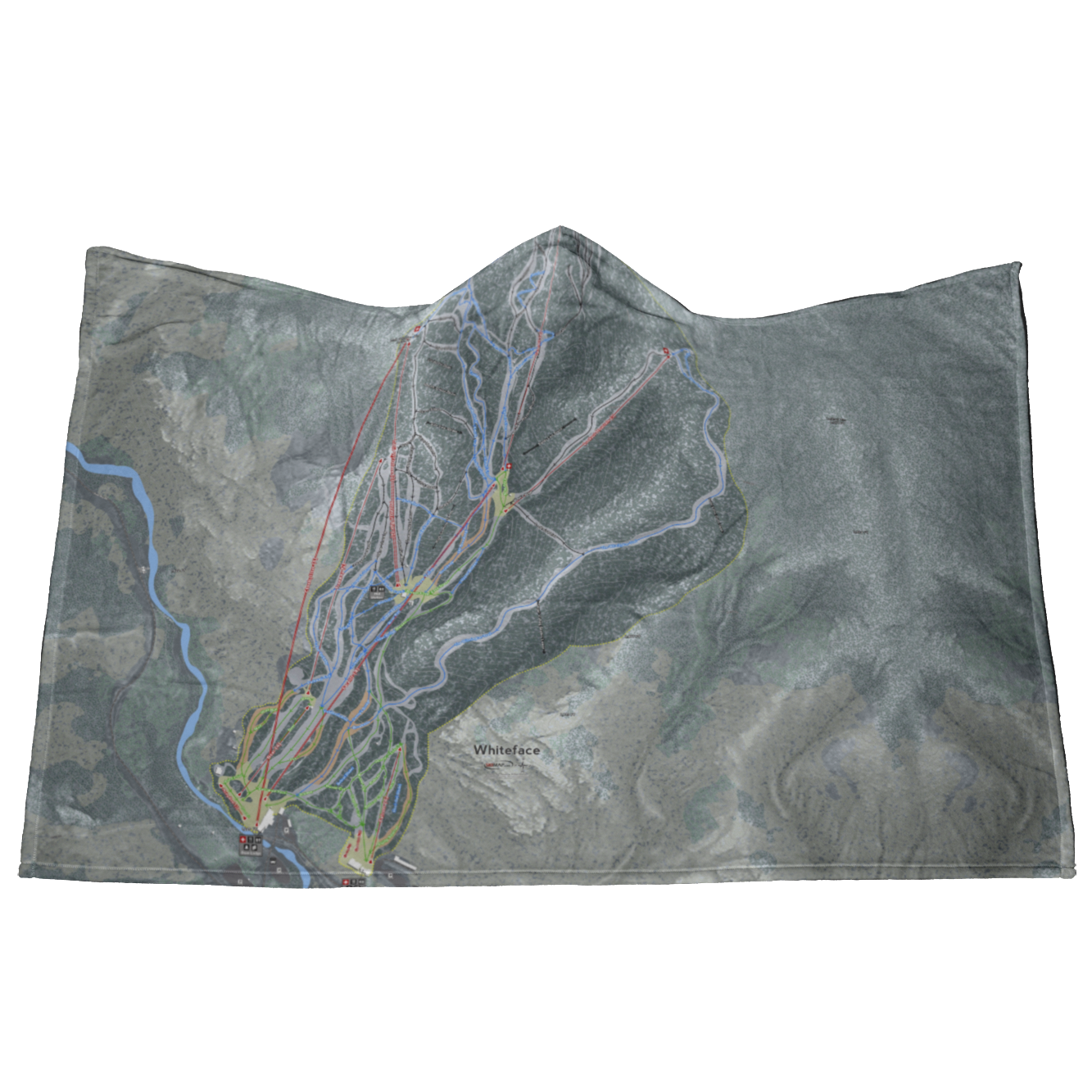 Whiteface, New York Ski Trail Map - Hooded Blanket - Powderaddicts