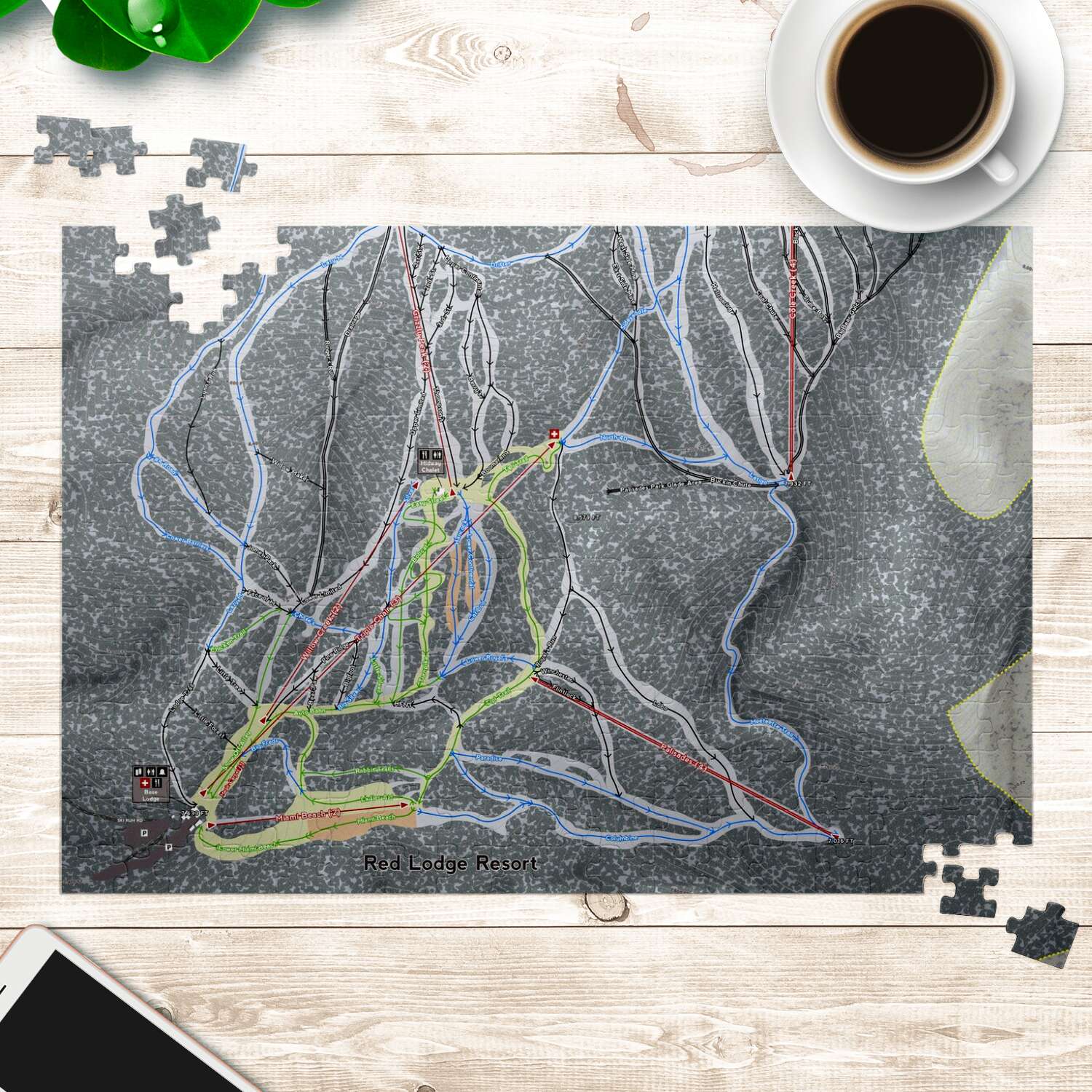 Red Lodge Montana Ski Trail Map Puzzle - Powderaddicts