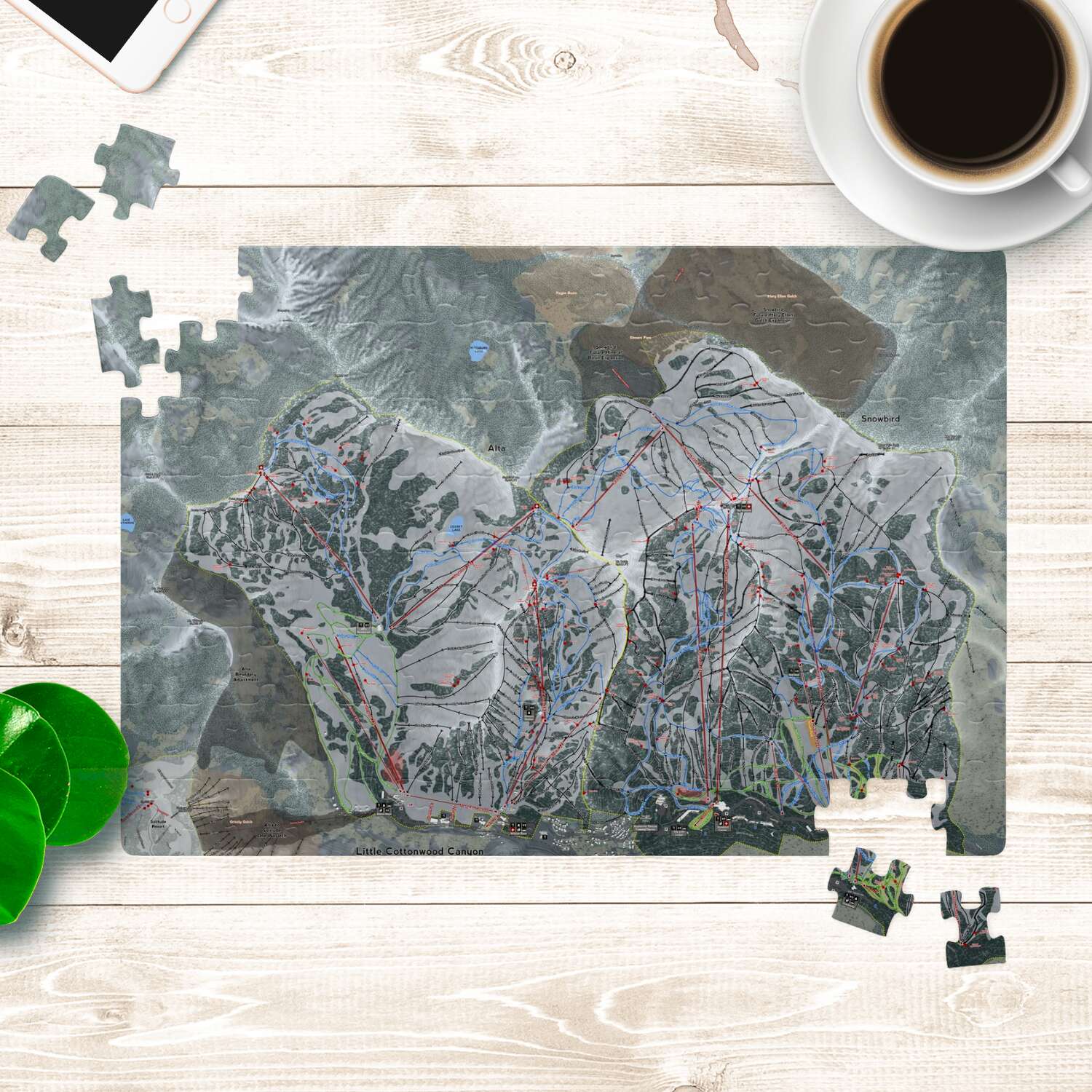 Little Cottonwood Canyon, Utah Ski Trail Map puzzle - Powderaddicts