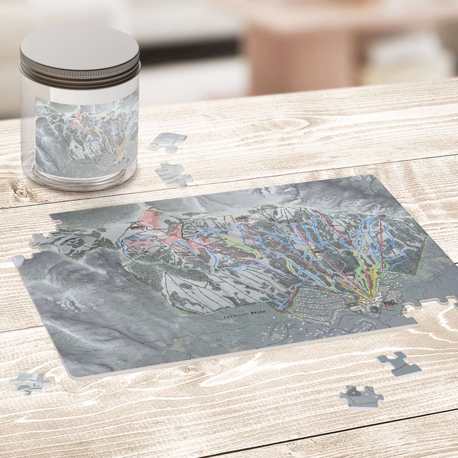 Jackson Hole, Wyoming Ski Trail Map Puzzle - Powderaddicts