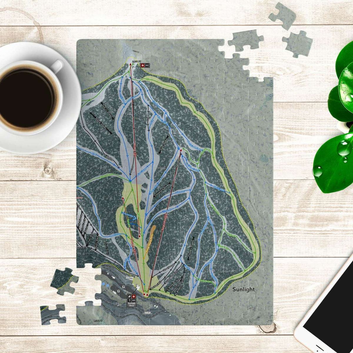 Sunlight, Colorado Ski Trail Map Puzzle - Powderaddicts
