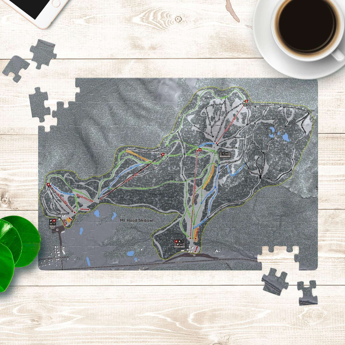 Mt Hood Skibowl Oregon Ski Trail Map Puzzle - Powderaddicts