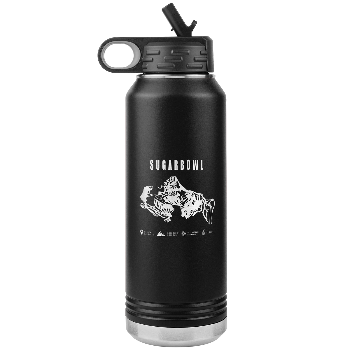 Sugar Bowl, California Ski Trail Map 32oz Water Bottle Tumbler