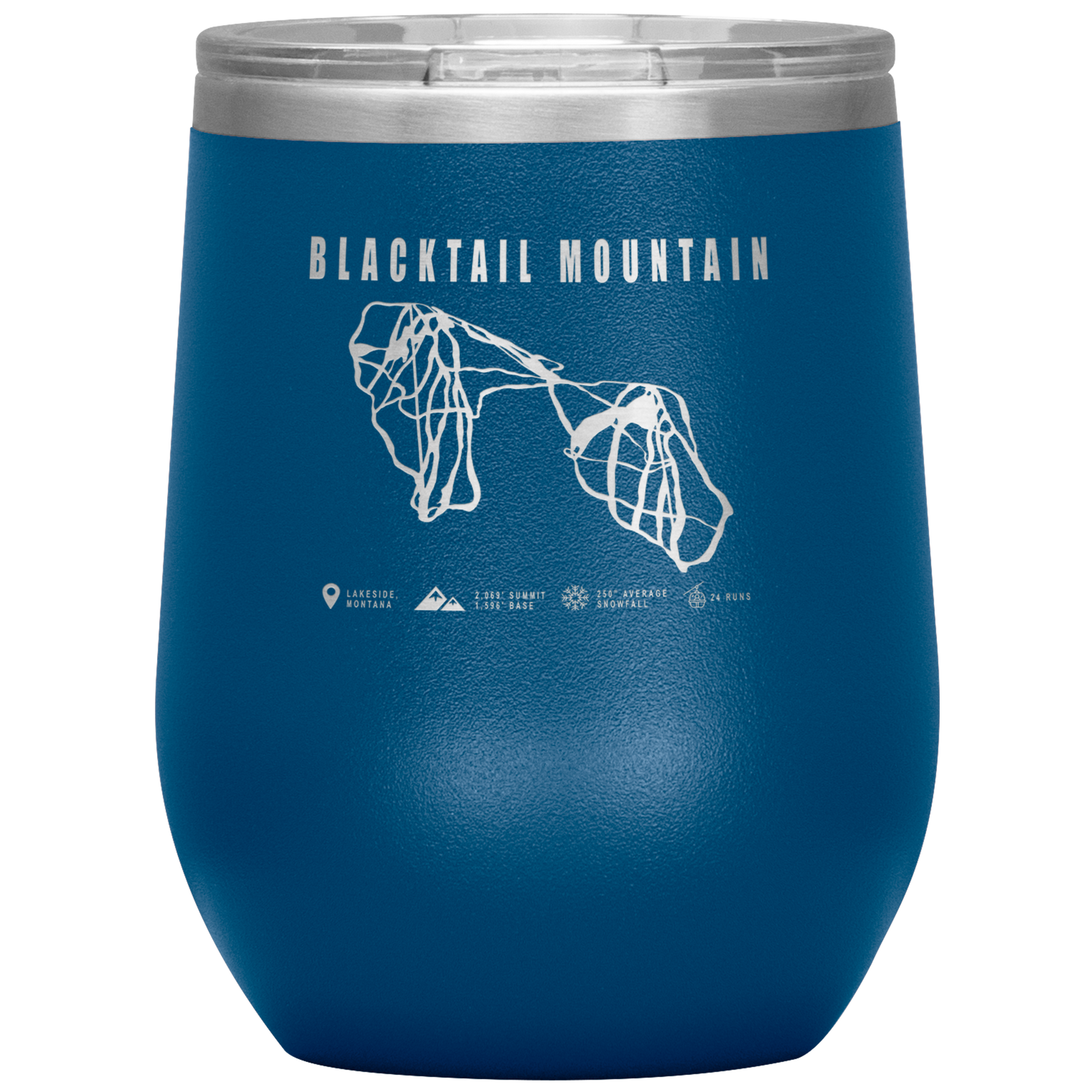 Blacktail Mountain Montana Ski Trail Map Wine 12oz Tumbler - Powderaddicts