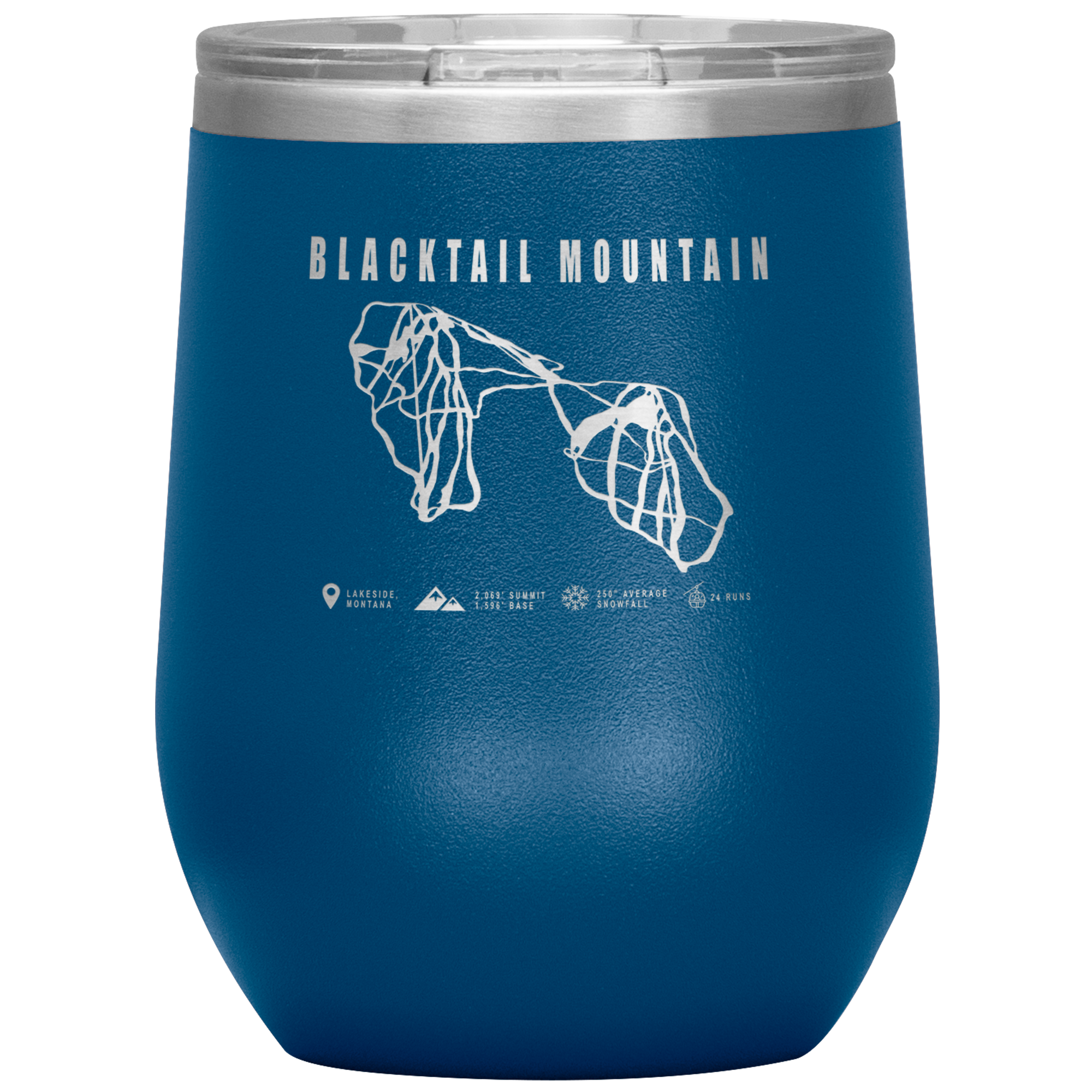 Blacktail Mountain Montana Ski Trail Map Wine 12oz Tumbler - Powderaddicts