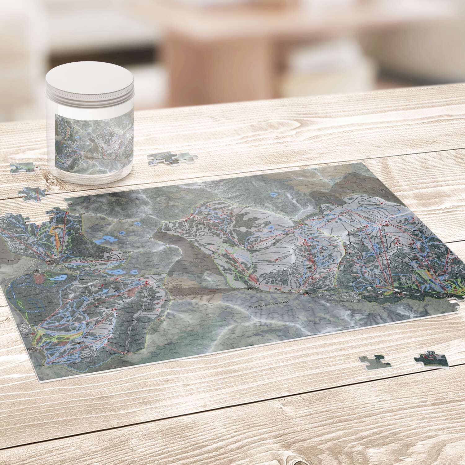 Cottonwood Canyons, Utah Ski Trail Map puzzle - Powderaddicts