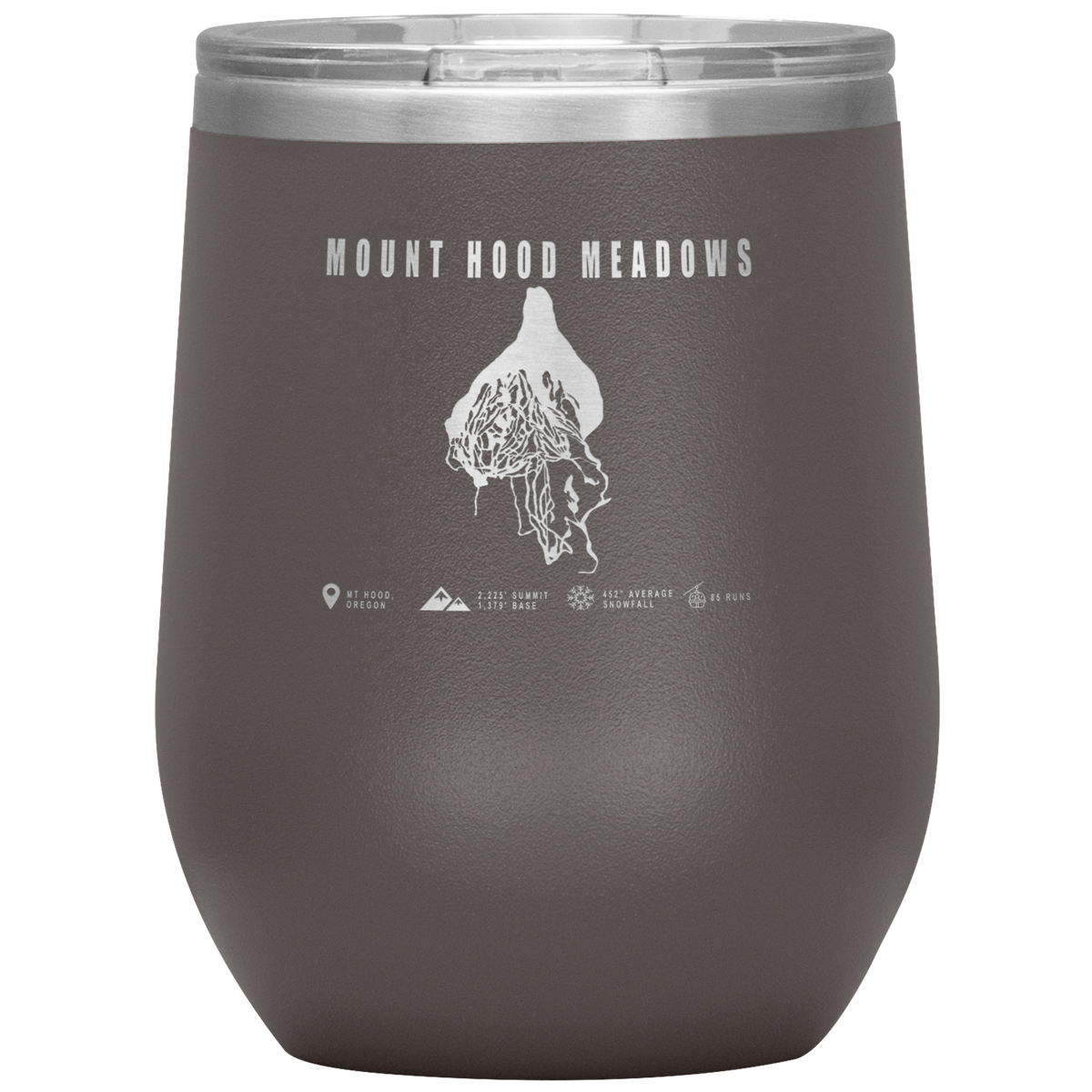 Mount Hood Meadows, Oregon Ski Trail Map Wine 12oz Tumbler - Powderaddicts