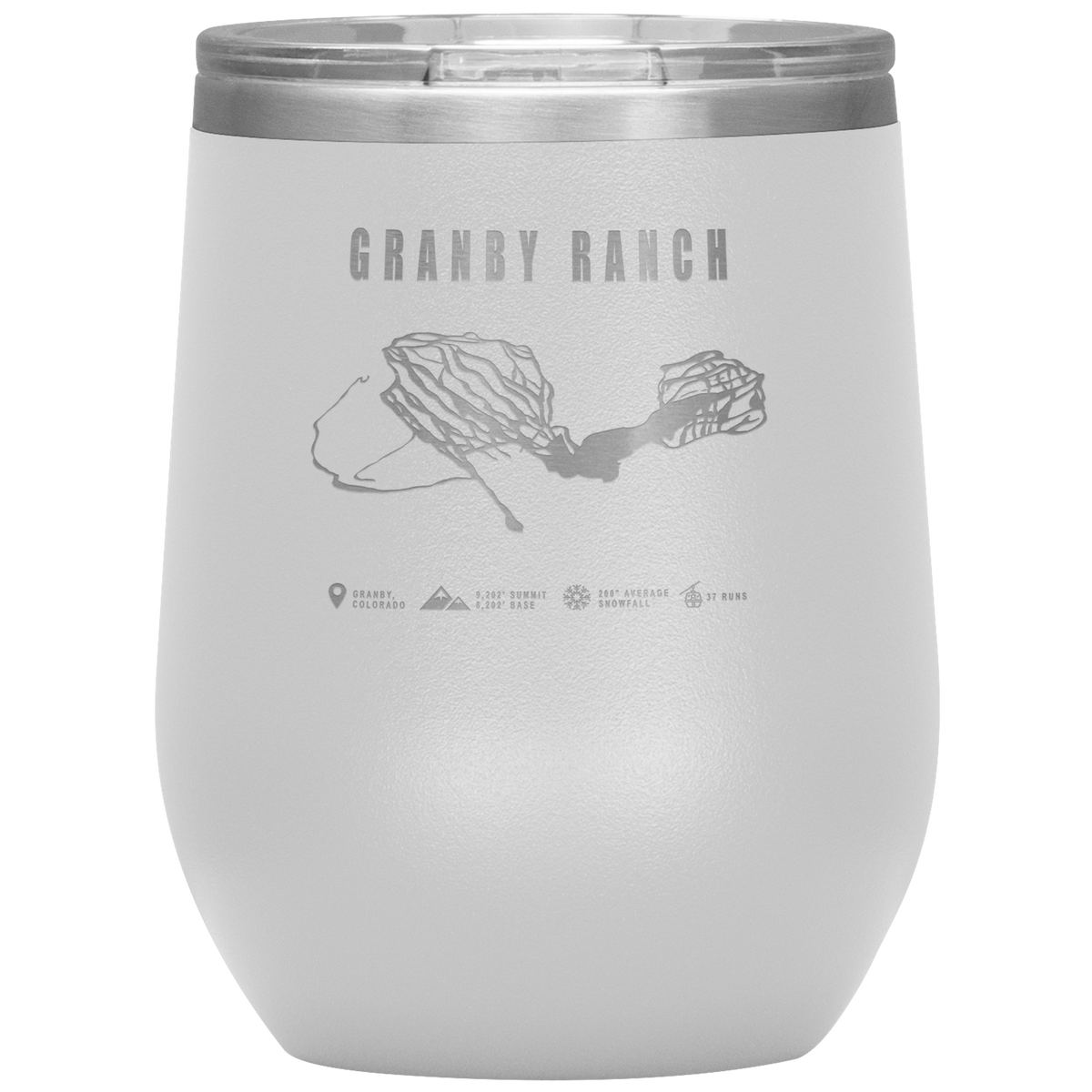 Granby Ranch Colorado Ski Trail Map Wine 12oz Tumbler - Powderaddicts