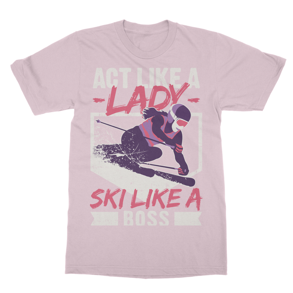 Act Like A Lady Ski Like A Boss T-Shirt Dress - Powderaddicts