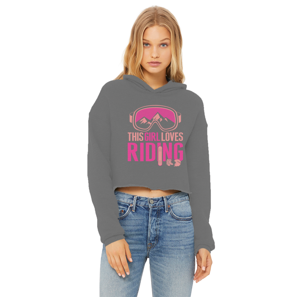 This Girl Loves Riding Ladies Cropped Raw Edge Hoodie - Powderaddicts