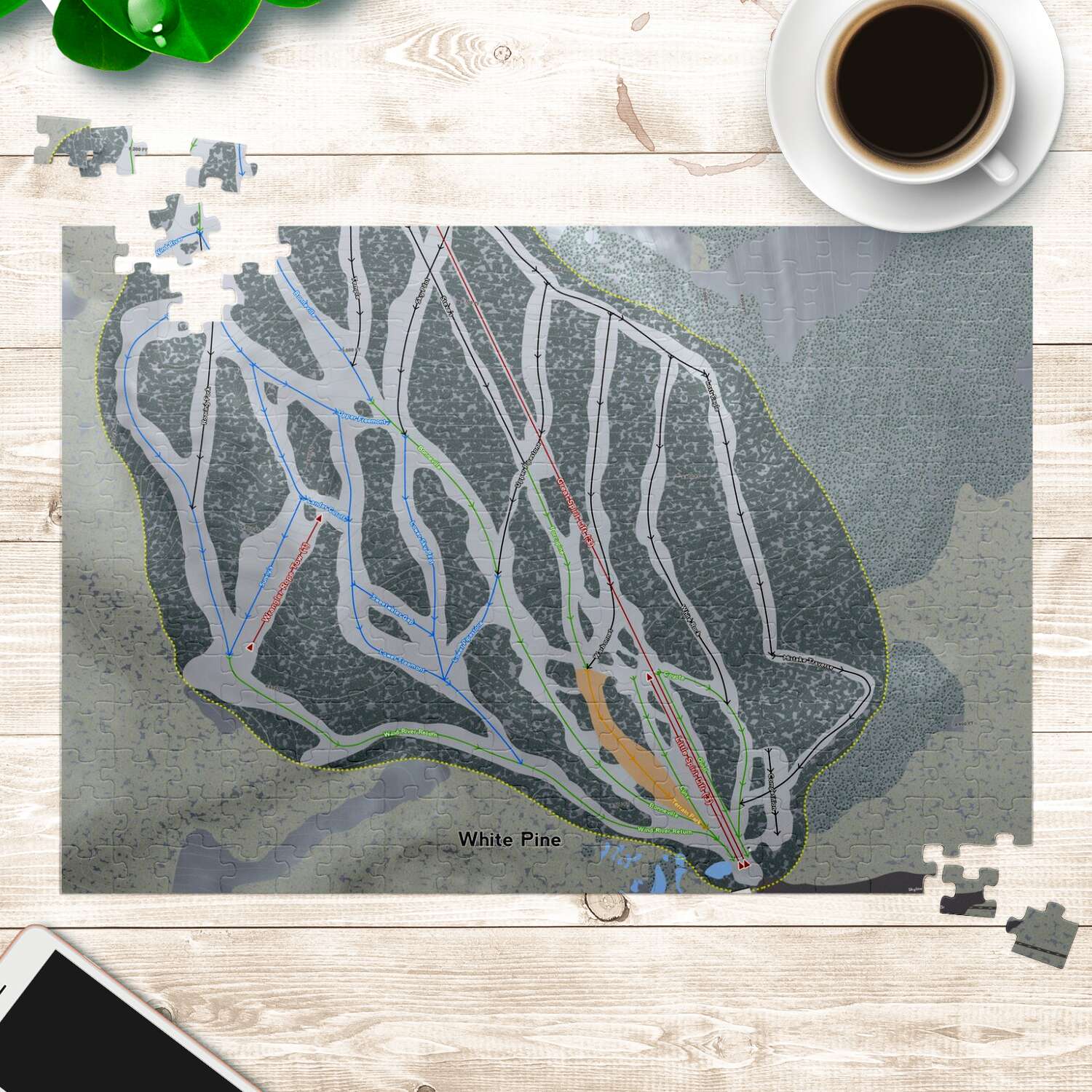 White Pine Wyoming Ski Trail Map Puzzle - Powderaddicts