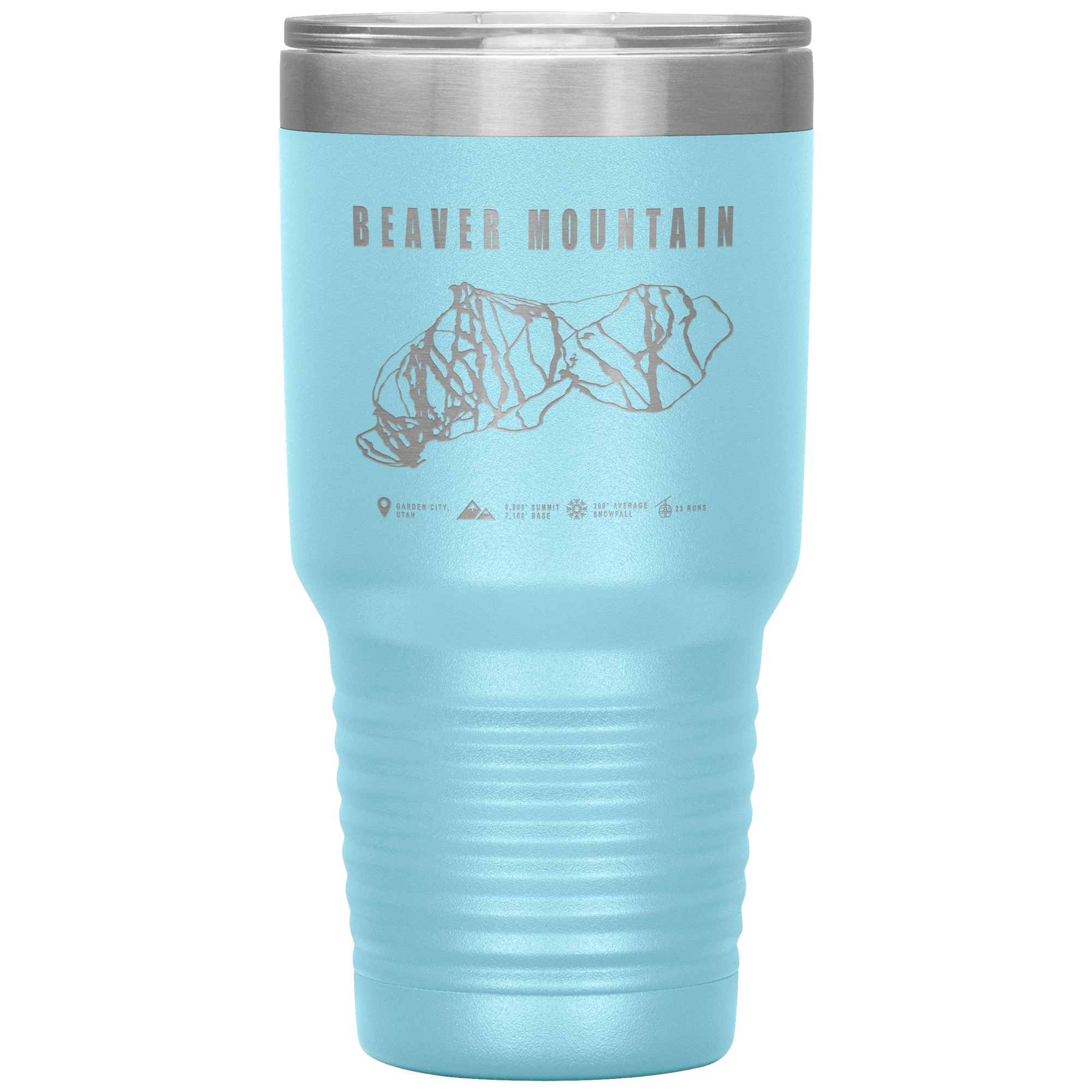 Beaver Mountain,Utah Ski Trail Map 30oz Tumbler - Powderaddicts