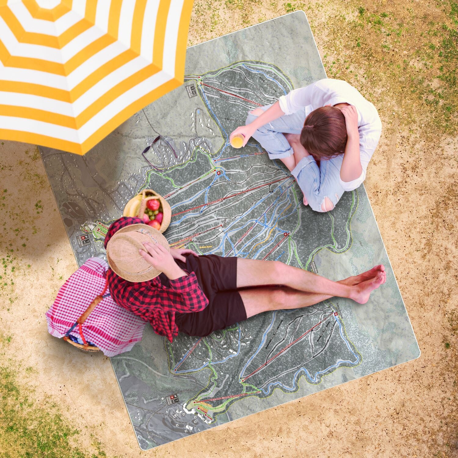 Okemo, Vermont Ski Resort Map Printed Beach Towel - Powderaddicts