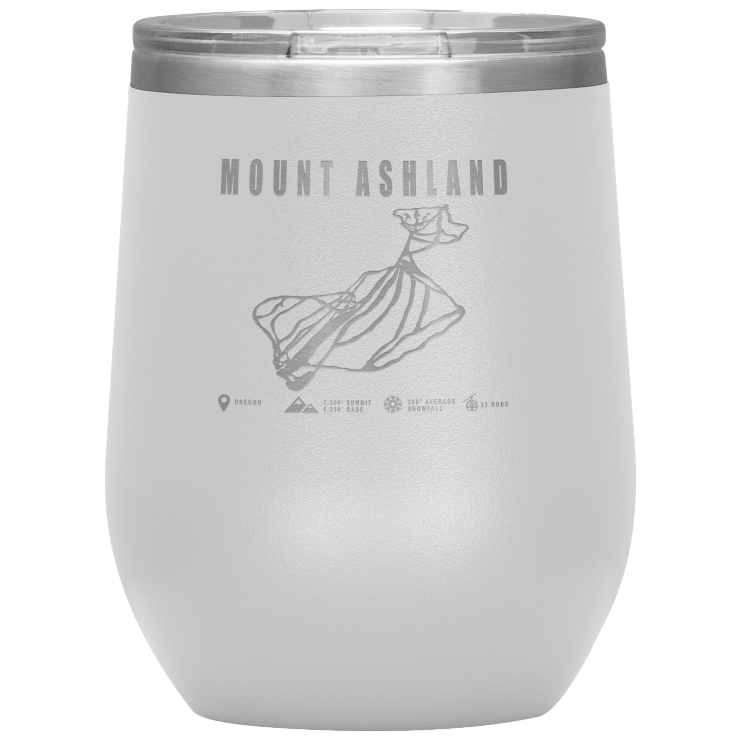 Mount Ashland, Oregon Ski Trail Map Wine 12oz Tumbler - Powderaddicts