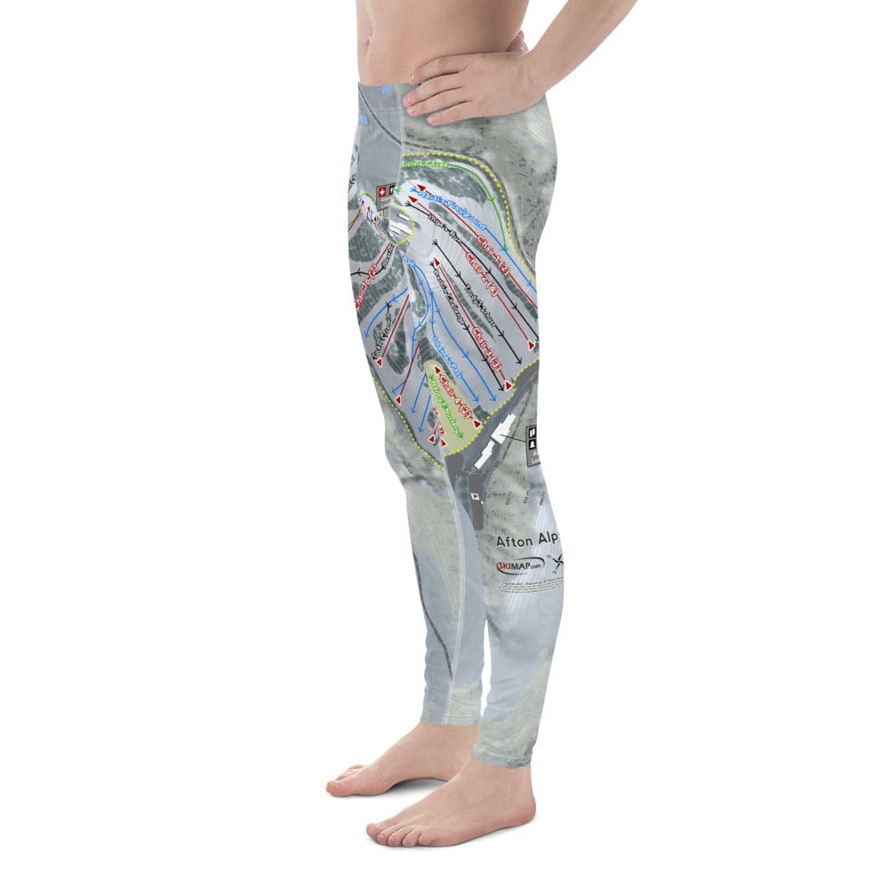 Afton Alps, Minnesota Ski Trail Map Men&#39;s Base Layer Bottom - Powderaddicts