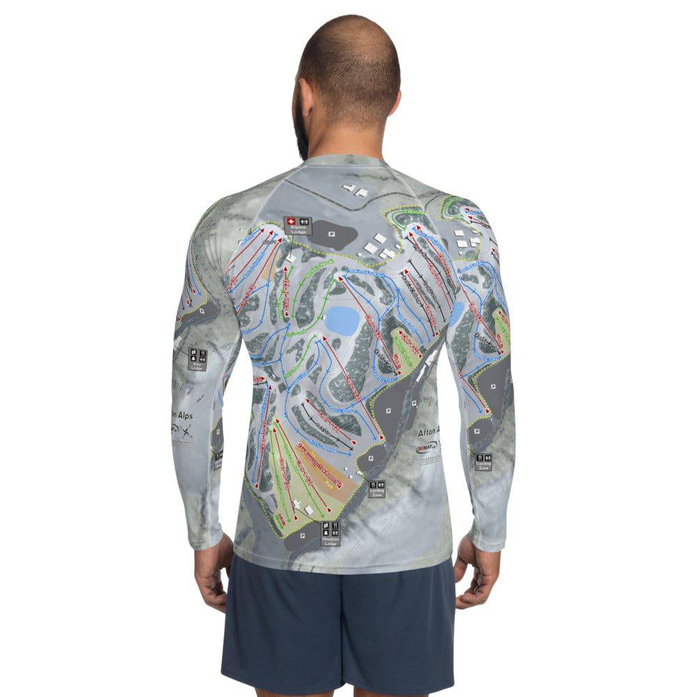 Afton Alps, Minnesota Ski Trail Map Men&#39;s Base Layer Top - Powderaddicts