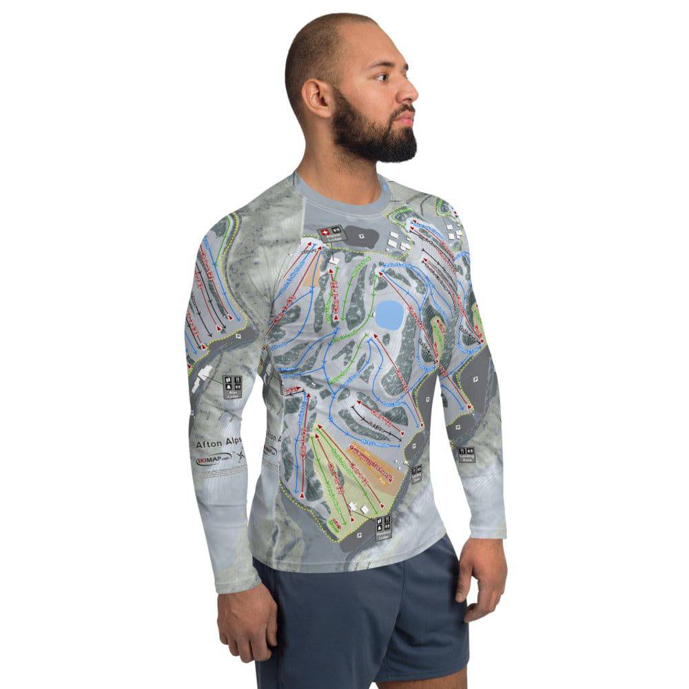 Afton Alps, Minnesota Ski Trail Map Men&#39;s Base Layer Top - Powderaddicts
