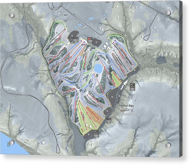 Afton Alps Ski Trail Map - Acrylic Print - Powderaddicts