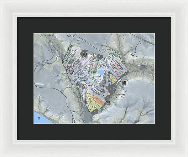 Afton Alps Ski Trail Map - Framed Print - Powderaddicts