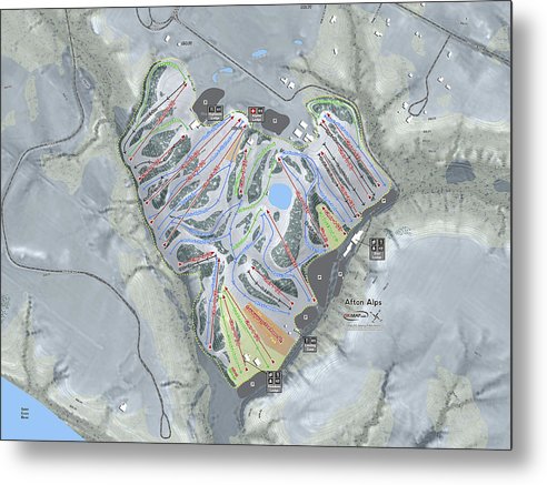 Afton Alps Ski Trail Map - Metal Print - Powderaddicts
