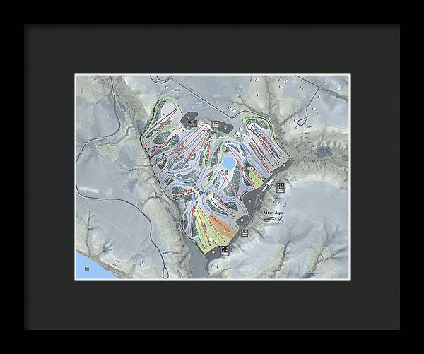 Afton Alps Ski Trail Map - Framed Print - Powderaddicts
